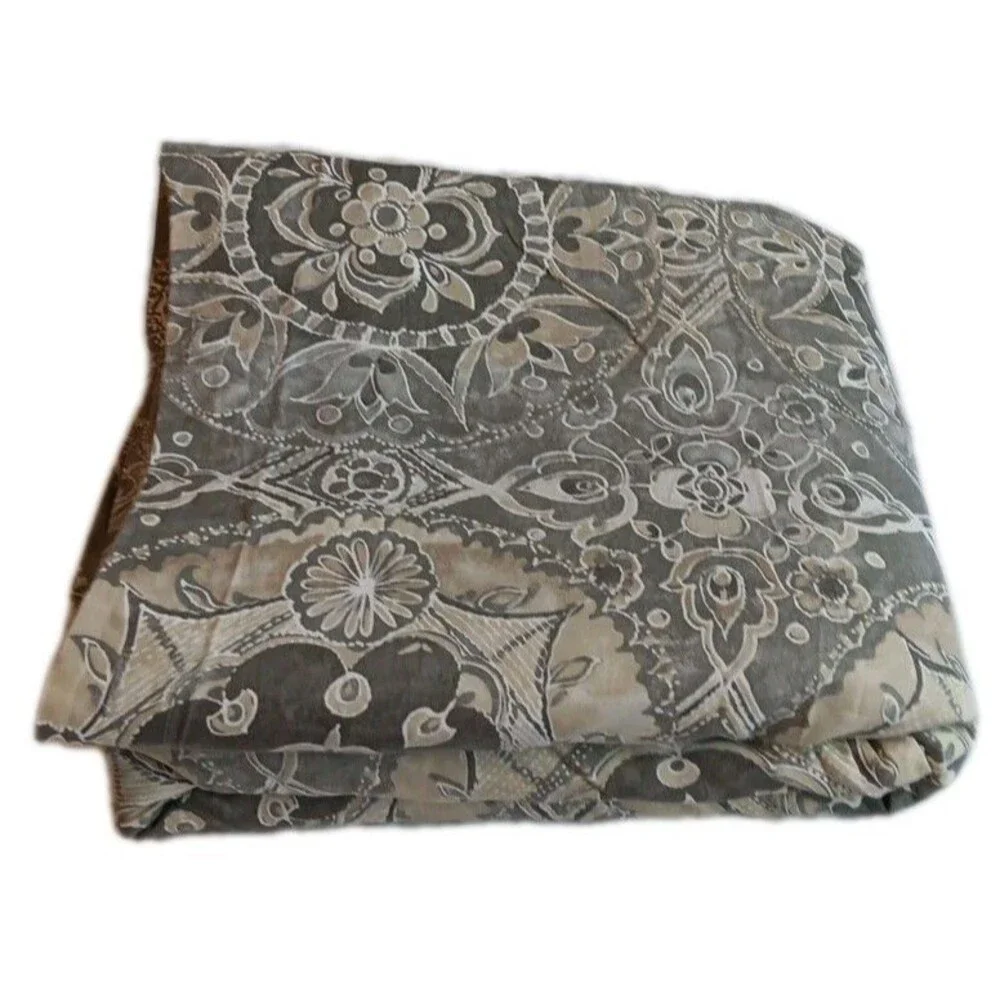 Pottery Barn Jacquelyn Medallion Organic Sateen Duvet Full Queen Gray White
